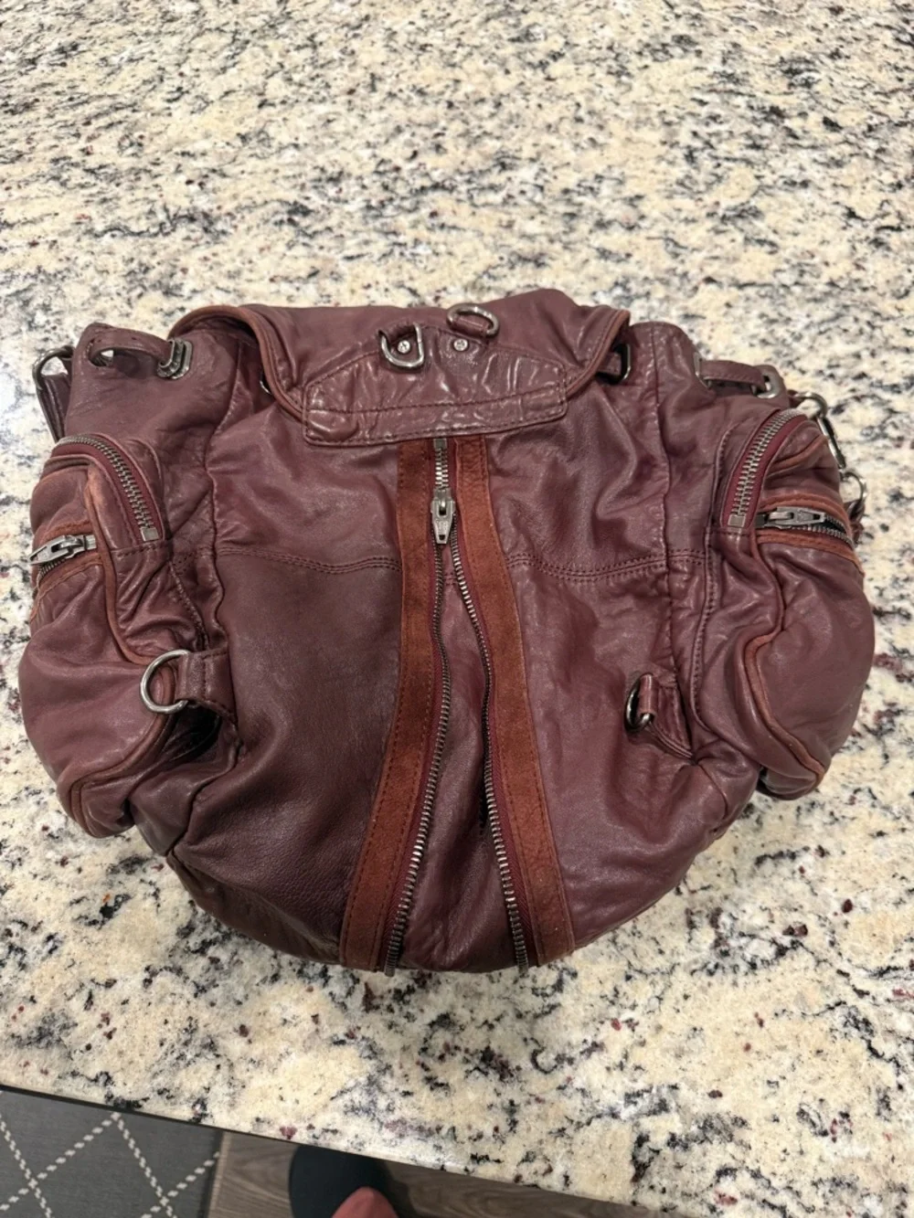 Alexander Wang Burgundy Leather Backpack - Picture 2 of 4